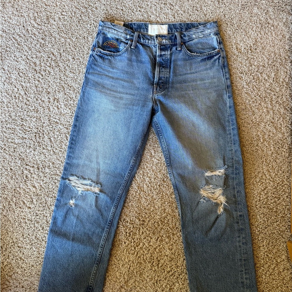 Mother Superior The Tomcat Distressed Straight Leg Jeans